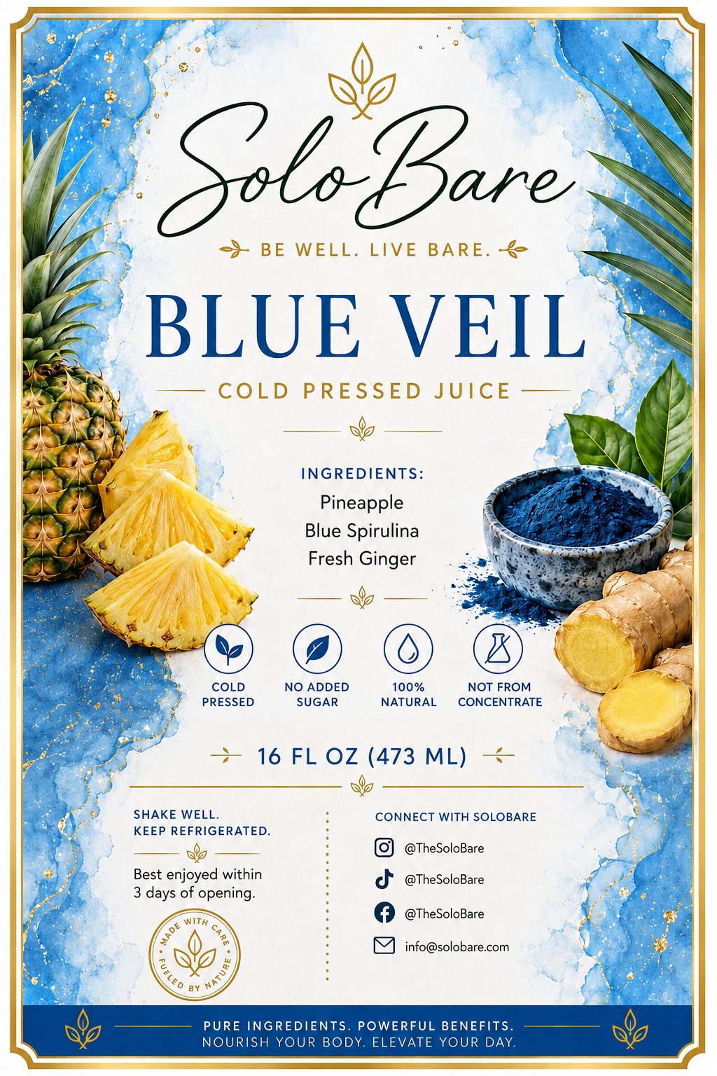 Solobare - Blue Veil Cold-Pressed Juice