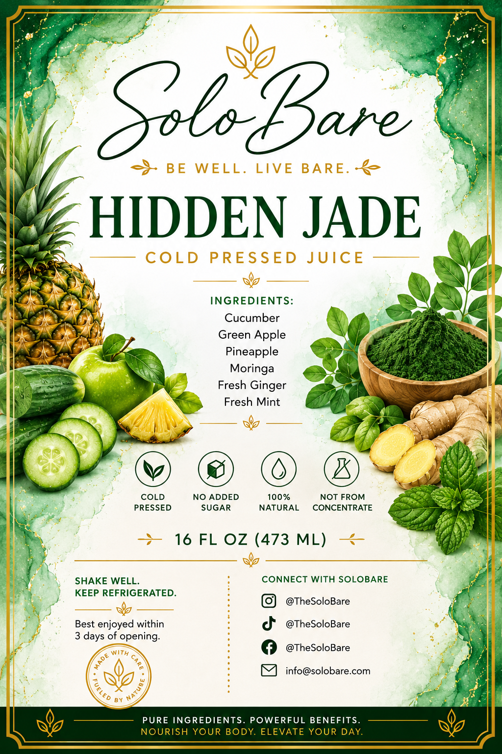 Solobare - Hidden Jade Cold-Pressed Juice